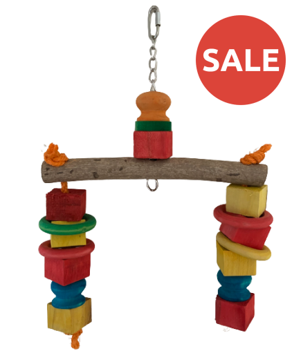 Parrot-Supplies Double Down Wood and Rope Parrot Toy